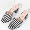 Black & White Stripe Woven Peep Toe Mule Heels