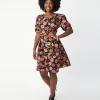Black & Zinnia Floral Fit & Flare Dress