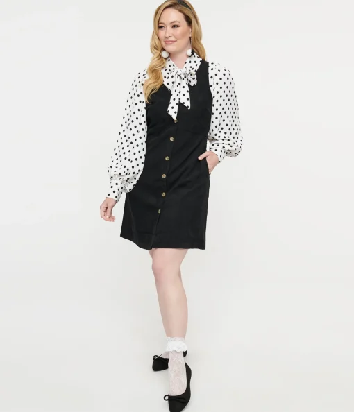 Black Button Up Fit & Flare Dress