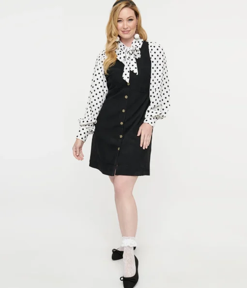 Black Button Up Fit & Flare Dress