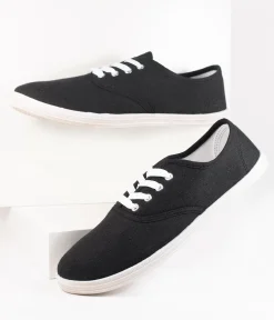 Black Canvas Ladies Sneakers