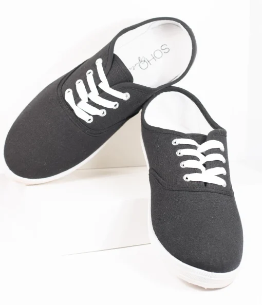 Black Canvas Ladies Sneakers