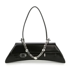 Black Chain & Rhinestone Accented Unique Handbag