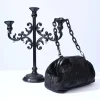 Black Chandelier Embossed Velvet Handbag