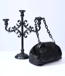 Black Chandelier Embossed Velvet Handbag