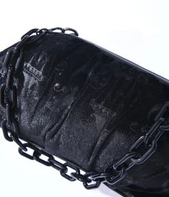 Black Chandelier Embossed Velvet Handbag