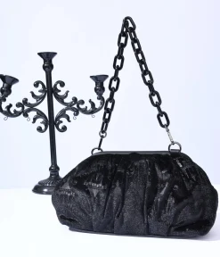 Black Chandelier Embossed Velvet Handbag