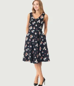 Black Cupcake Print Swing Dress
