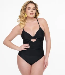 Black Cutout One Piece Swimsuit