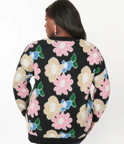 Black Floral Pullover Sweater