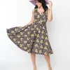 Black Floral Ria Swing Dress