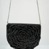 Black Flower Beaded Crossbody Bag