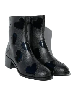 Black Heart to Heart Ankle Boot