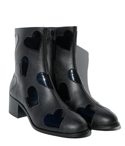 Black Heart to Heart Ankle Boot