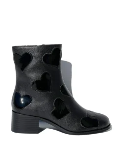 Black Heart to Heart Ankle Boot