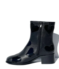 Black Heart to Heart Ankle Boot