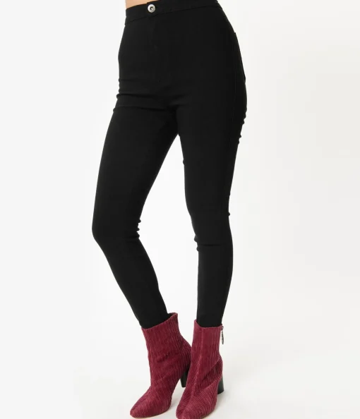 Black High Waist Cigarette Pants