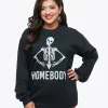 Black Homebody Skeleton Crewneck Sweater