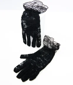 Black Lace Ruffle Gloves