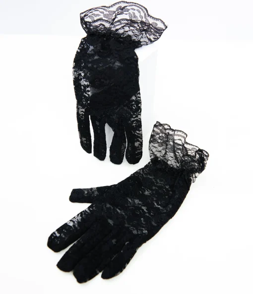 Black Lace Ruffle Gloves