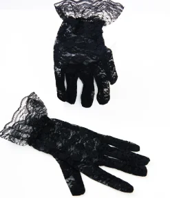 Black Lace Ruffle Gloves