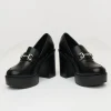 Black Leatherette Loafer Heels