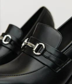 Black Leatherette Loafer Heels