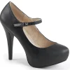Black Leatherette Mary Jane Pumps