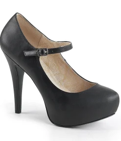 Black Leatherette Mary Jane Pumps