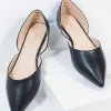 Black Leatherette Pointed Toe Flats