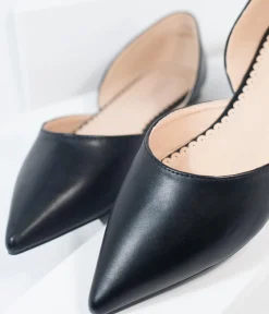 Black Leatherette Pointed Toe Flats