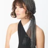 Black Mesh & Silver Rhinestone Headscarf