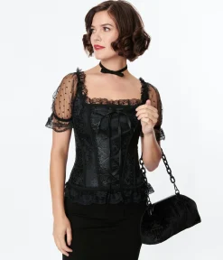 Black Paisley Embossed Renaissance Corset Top