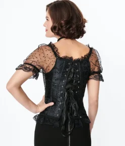 Black Paisley Embossed Renaissance Corset Top