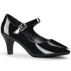 Black Patent Leatherette Pointed Toe Mary Jane Heels