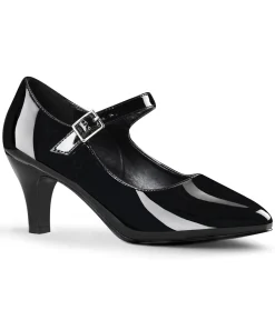 Black Patent Leatherette Pointed Toe Mary Jane Heels