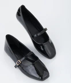 Black Patent Leatherette Mary Jane Flats