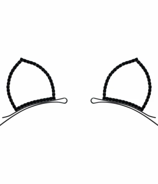 Black Rhinestone Cat Ear Bobby Pins