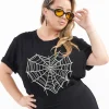 Black Spider Web Heart Fitted Tee