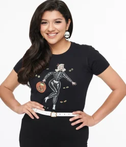 Black Spooky Night Fitted Graphic Tee