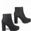 Black Suede Platform Heel Booties