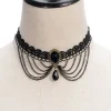 Black Victorian Lace & Rhinestone Choker