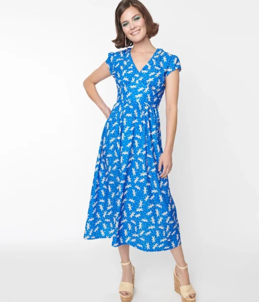 Blue Dragonfly Heather Midi Dress