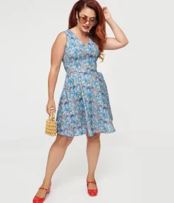 Blue Mushroom Fit & Flare Dress