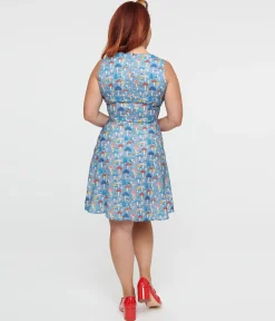 Blue Mushroom Fit & Flare Dress