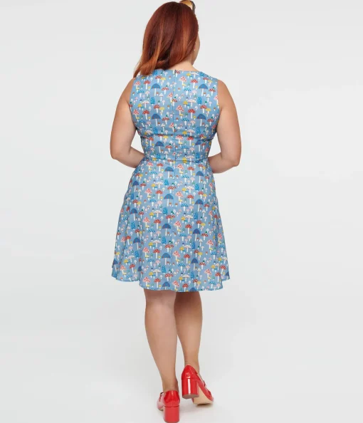 Blue Mushroom Fit & Flare Dress