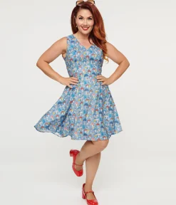 Blue Mushroom Fit & Flare Dress