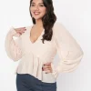 Blush Chiffon Long Sleeve Blouse