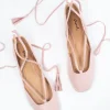Blush Pink Suede Lace Up Flats