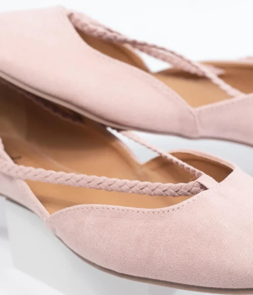 Blush Pink Suede Lace Up Flats